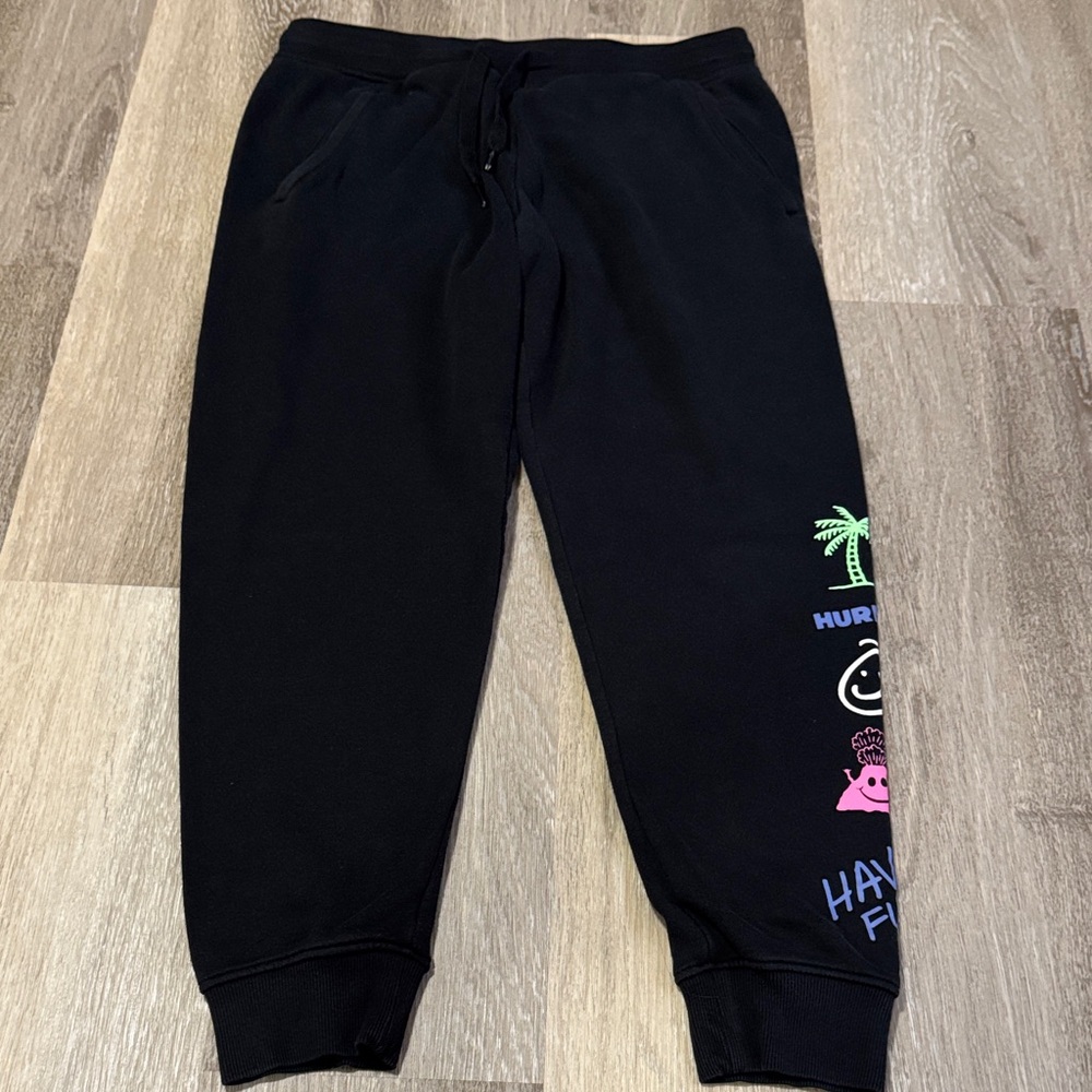 GUC Hurley Men’s Black Graphic Jogger Sweatpants